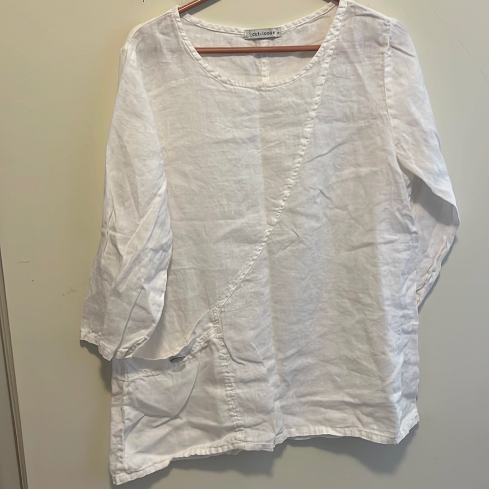 CUT LOOSE 100% linen top size L